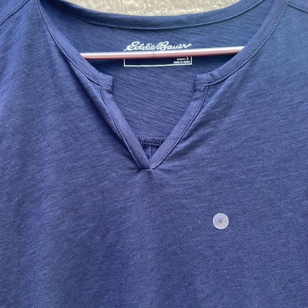 NWT Eddie Bauer Size Small Semi-Sheer Navy Wide Strap Tank Athletic Sporty - Picture 7 of 15